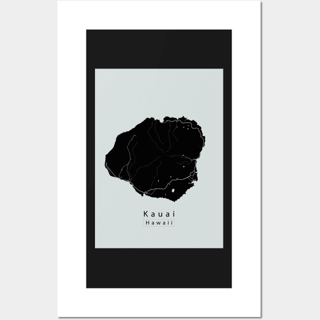 Kauai Hawaii Island Map dark Wall Art by Robin-Niemczyk